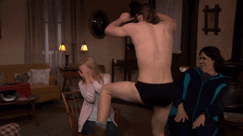 cheeky butler showing off