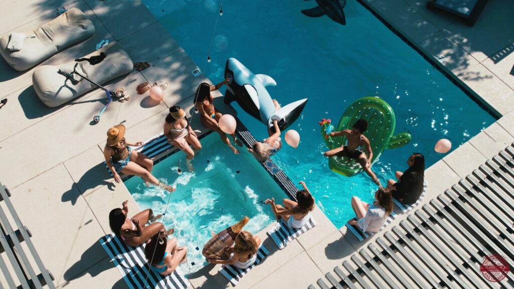 Scottsdale Pool Party Ideas Bachelorette - Bridal Crew by the pool